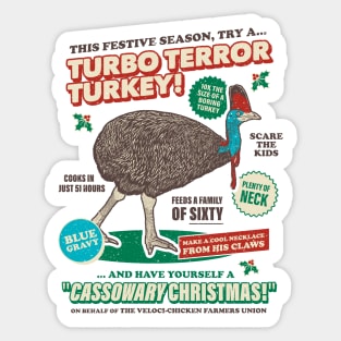 Cassowary Christmas Turbo Terror Turkey Sticker